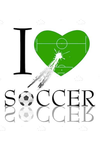 I Love Soccer Design with Heart, Soccer Field and Ball